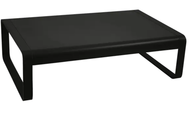 Load image into Gallery viewer, Fermob Bellevie low lounge table in liquorice color, 103x75 cm, outdoor metal coffee table with a sleek modern design.
