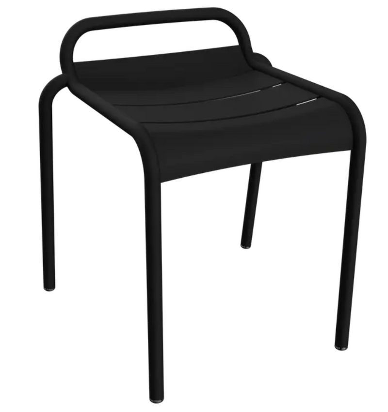 Load image into Gallery viewer, Fermob Luxembourg outdoor stool in liquorice color, modern design, suitable for patio or garden seating.
