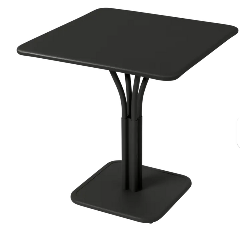 Load image into Gallery viewer, Fermob Luxembourg metal table with Liquorice finish, 71x71 inches, outdoor aluminum table with solid top for restaurant or patio use

