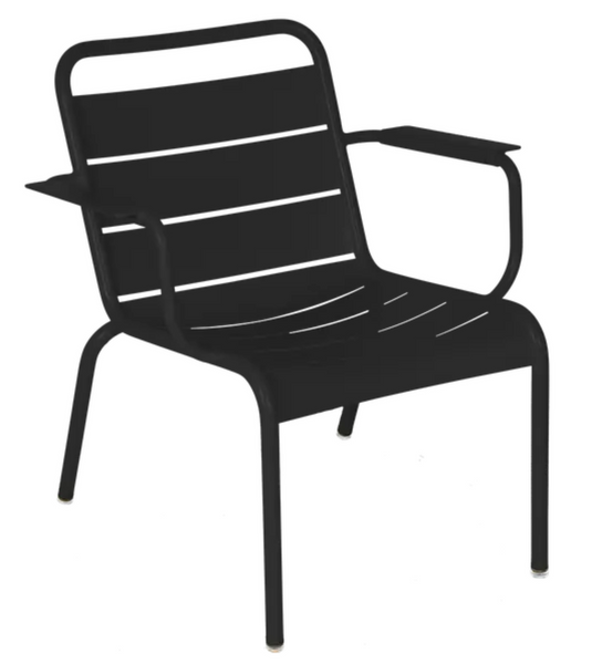 Luxembourg Fermob garden armchair lounge with white Liquorice finish, featuring a comfortable outdoor seating design.