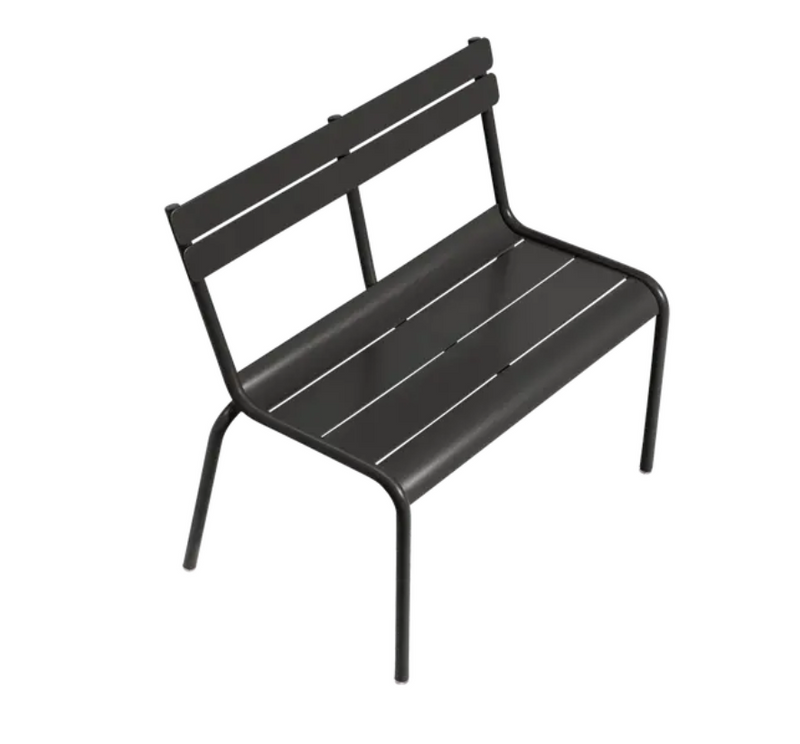 Load image into Gallery viewer, Fermob Luxembourg Kid Bench in liquorice color, designed for children's seating at restaurants or outdoor spaces.
