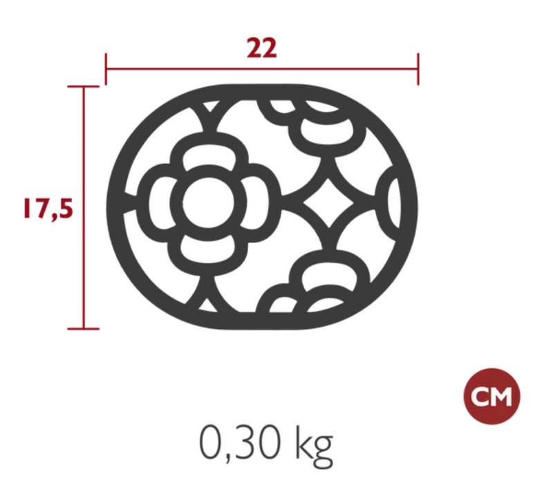 Load image into Gallery viewer, Fermob Lorette non-slip metal trivet pad measuring 22x17.5 cm, designed to protect surfaces from hot cookware.
