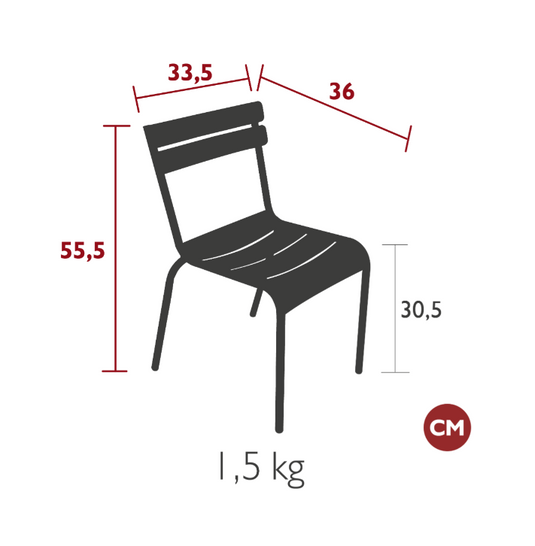Fermob Luxembourg Kid Chair in vibrant color, designed for children, suitable for restaurants or play areas, made of durable outdoor material.