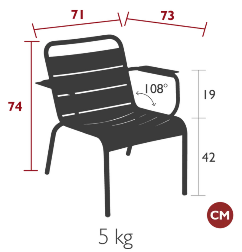 Load image into Gallery viewer, Fermob Luxembourg garden armchair lounge with a woven seat and metal frame, ideal for outdoor patio or garden relaxation.
