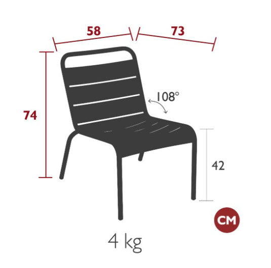 Luxembourg Lounge Chair by Fermob, stylish armchair with a modern design, perfect for hotel, restaurant, or cafe settings.