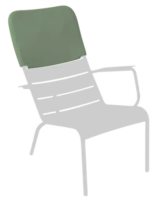 Fermob Luxembourg low armchair headrest with cushioned support, designed for comfort and style in outdoor lounge furniture.