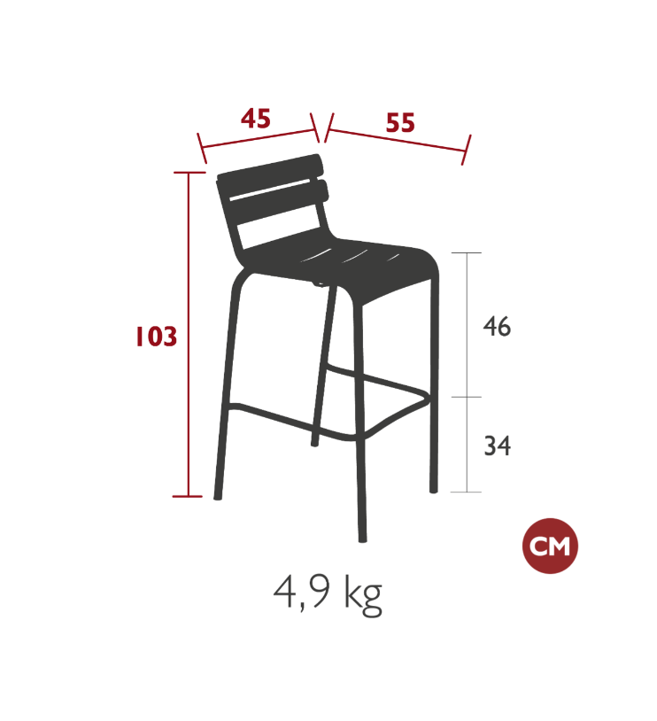 Load image into Gallery viewer, Fermob Luxembourg bar armchair with metal frame and armrests, featuring a sleek, modern design suitable for pub or bar settings.

