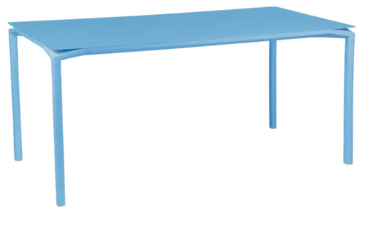 Fermob CALVI rectangular kitchen table, 160x80 cm, blue, six-seater with modern design, suitable for dining spaces.