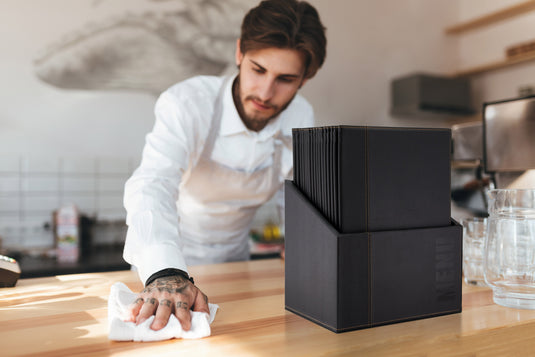 Securit Menu Holders - Boxes Trendy - Black 35,2x27,9x19,7cm - Pack of 2 - in use