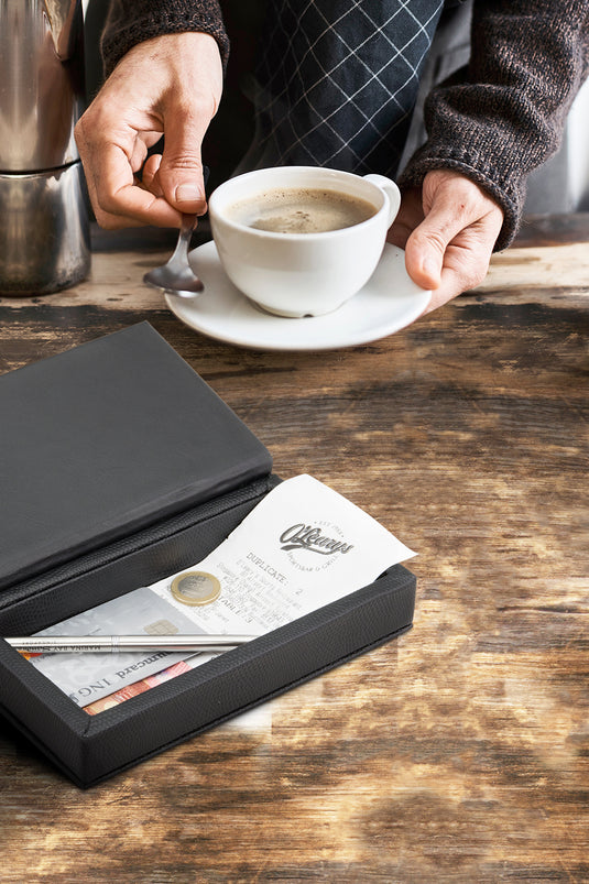 Securit Menu Holders - Bill Presenter - Black 4x18,3x11cm - Pack of 10 - in use