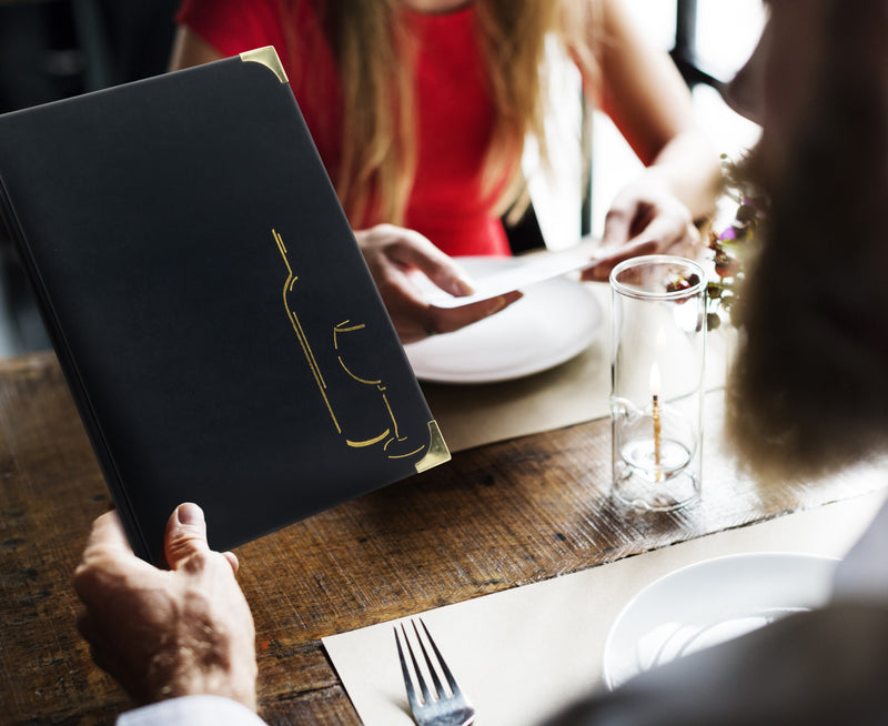 Load image into Gallery viewer, Securit Menu Holders - Basic - Black 31x23,5x0,8cm - Pack of 10 - in use
