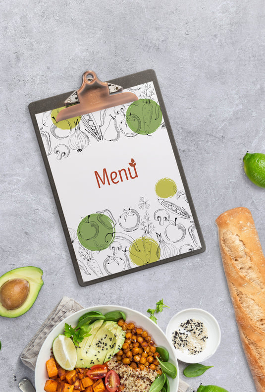 Securit Menu Holders - Clipboard - Grey/Brown 34,5x23x4,6cm - Pack of 6 - in use