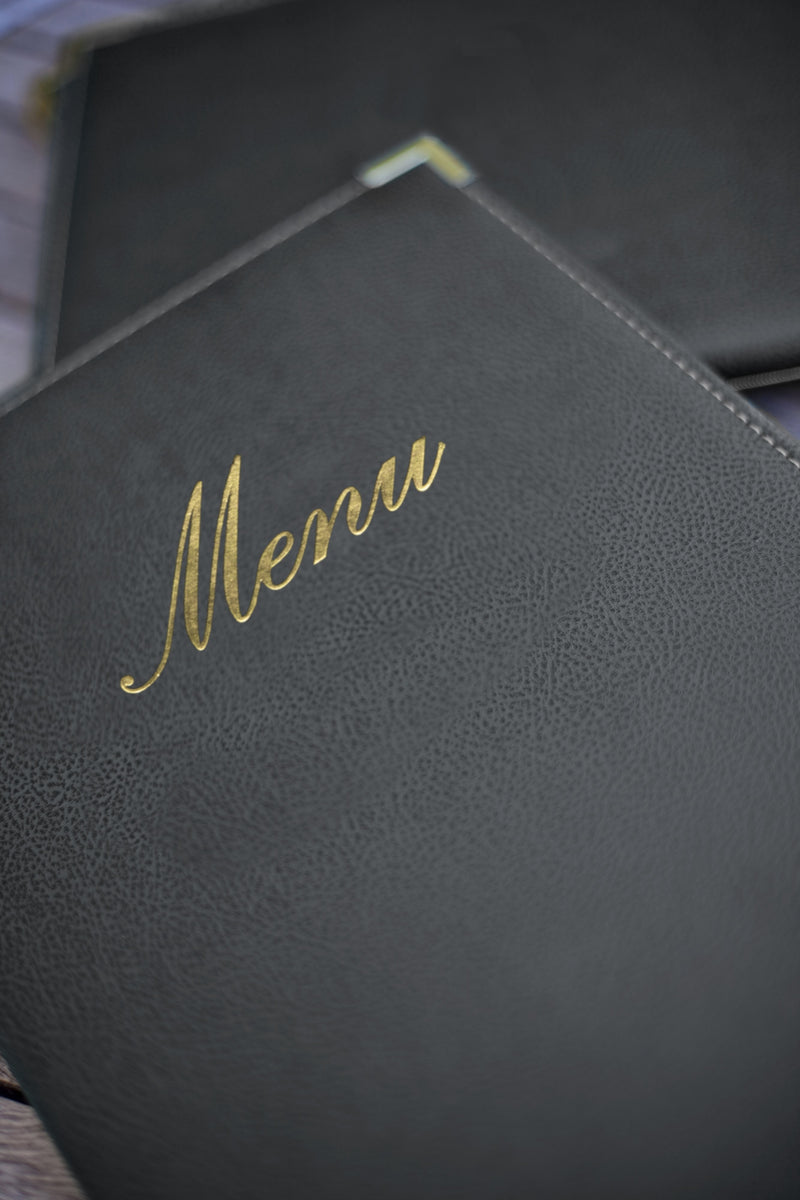 Load image into Gallery viewer, Securit Menu Holders - Classic - Black 35x18,4x1cm - Pack of 10 - in use
