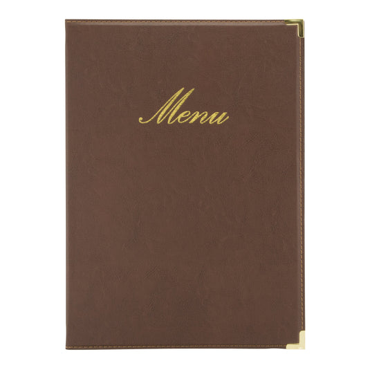 Securit Menu Set - Classic A4 Brown - 10 Menu Holders + 20 Extra Pouches