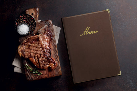 Securit Menu Holders - Classic - Brown 34x24x0,5cm - Pack of 10 - in use