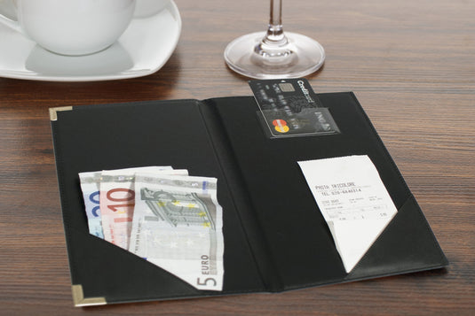 Securit Menu Holders - Classic - Black 23,9x13,1x0,5cm - Pack of 10 - in use