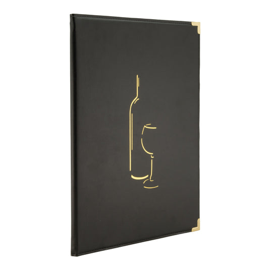Securit Menu Set - Classic Wine Card A4 Black - 10 Menu Holders + 20 Extra Pouches