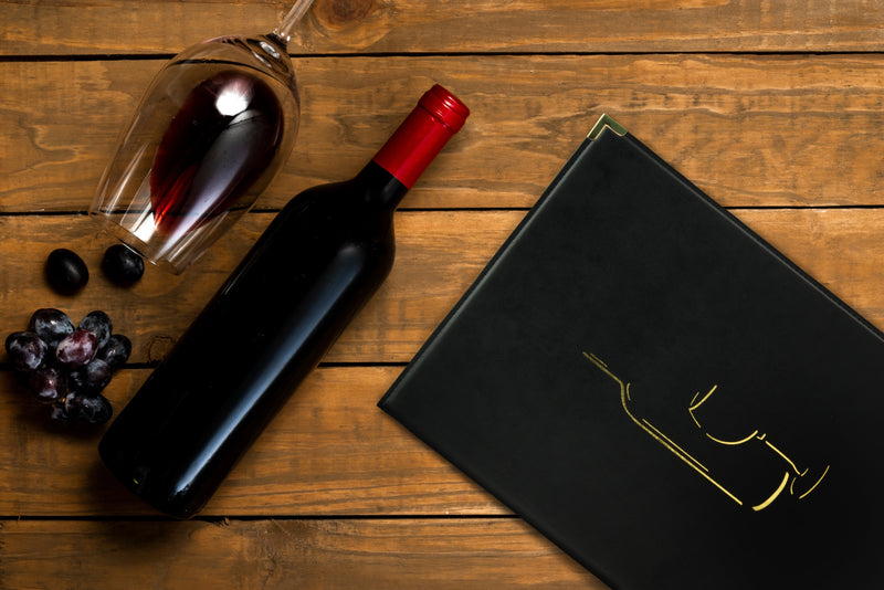 Load image into Gallery viewer, Securit Menu Set - Classic Wine Card A4 Black - 10 Menu Holders + 20 Extra Pouches - in use
