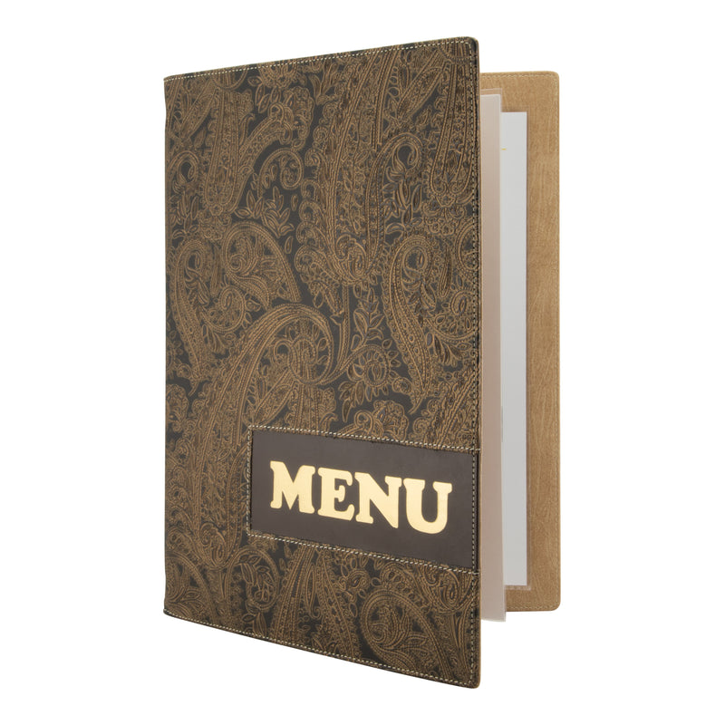 Load image into Gallery viewer, Securit Menu Set - Design A4 Paisley - 10 Menu Holders + 20 Extra Pouches
