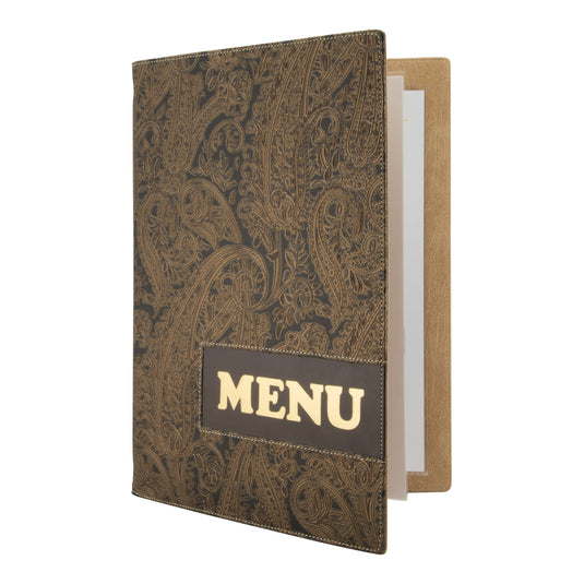 Securit Front-of-House Set - Design A4 Paisley - 10 Menu Holders + 10 Bill Presenter Boxes