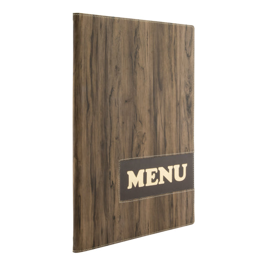 Securit Menu Set - Design A4 Brown - 10 Menu Holders + 20 Extra Pouches