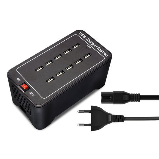 Securit Lighting - Multicharger with 10 USB Ports - Black