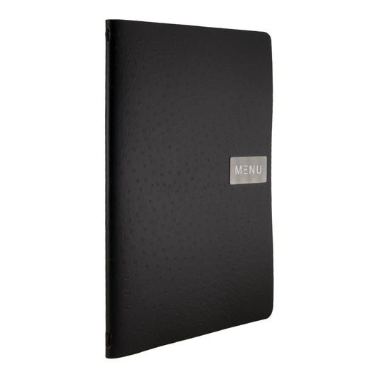 Securit Front-of-House Set - Leather Ego A4 Black - 10 Menu Holders + 10 Beechwood Bill Presenters