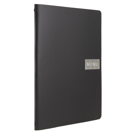 Securit Front-of-House Set - Leather Royal A4 Black - 10 Menu Holders + 10 Beechwood Bill Presenters