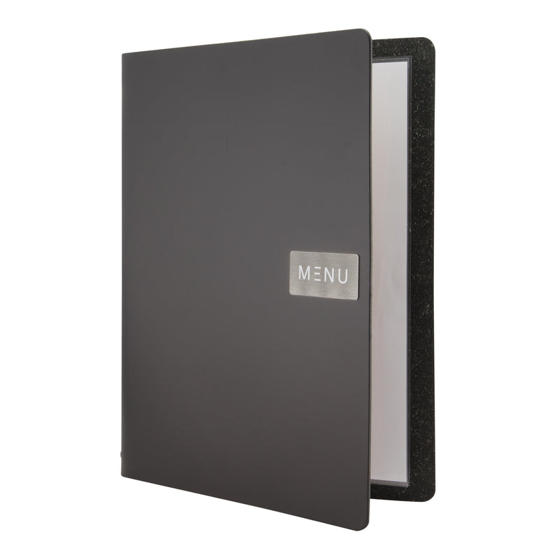 Load image into Gallery viewer, Securit Menu Set - Leather Royal A4 Black - 10 Menu Holders + 20 Extra Pouches
