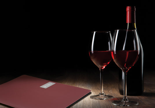 Securit Menu Holders - Leather - Red 33,2x24,6x0,5cm - Pack of 10 - in use