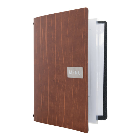 Securit Menu Holders - Leather - Ruga Brown 33,2x24,6x0,5cm - Pack of 10