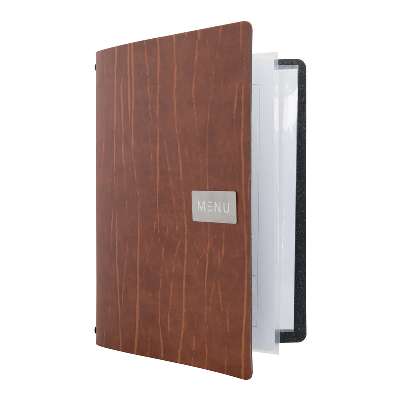 Load image into Gallery viewer, Securit Menu Set - Leather Ruga A4 Brown - 10 Menu Holders + 20 Extra Pouches
