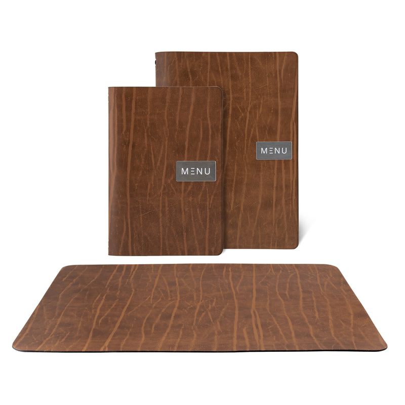 Load image into Gallery viewer, Securit Menu Holders - Leather - Ruga Brown 45x33,1x0,3cm - Pack of 10
