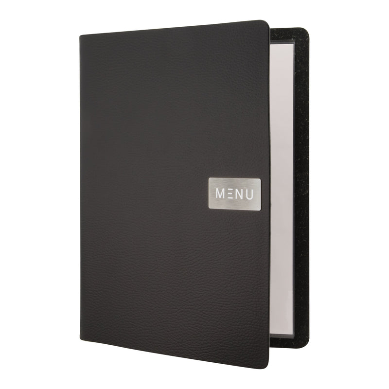 Load image into Gallery viewer, Securit Front-of-House Set - Leather Raw A4 Black - 10 Menu Holders + 10 Beechwood Bill Presenters
