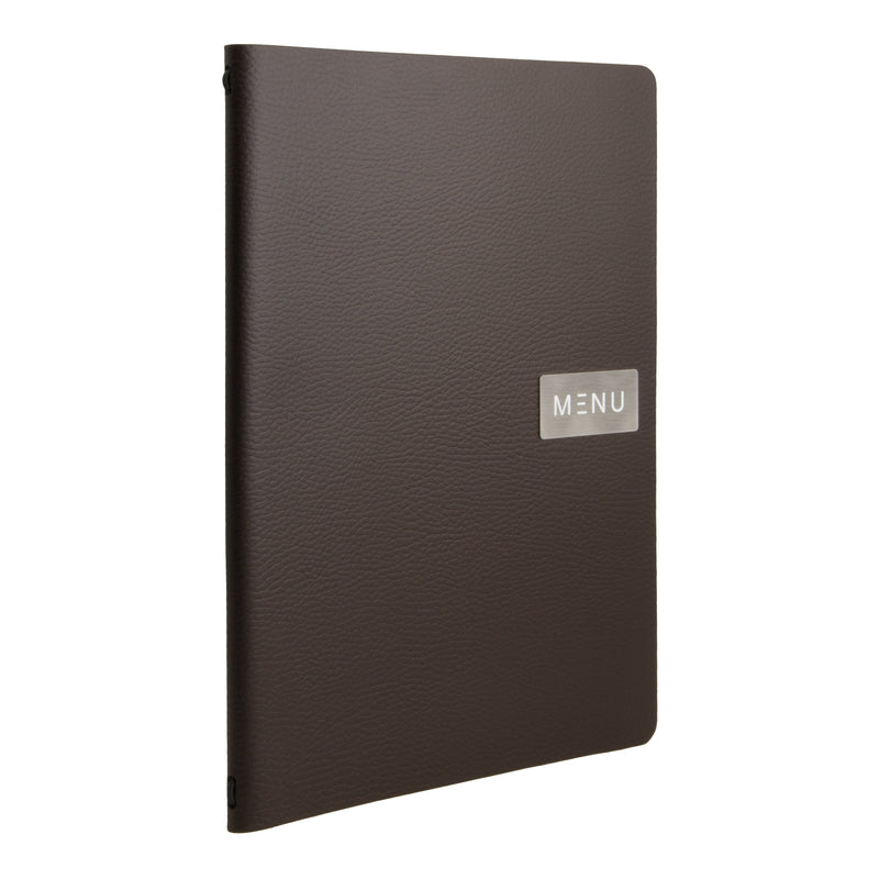 Load image into Gallery viewer, Securit Front-of-House Set - Leather Raw A4 Brown - 10 Menu Holders + 10 Teak Block Bill Presenters
