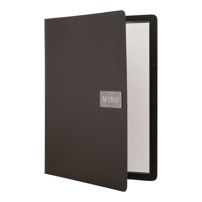 Load image into Gallery viewer, Securit Front-of-House Set - Leather Raw A4 Brown - 10 Menu Holders + 10 Teak Block Bill Presenters
