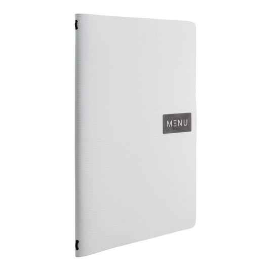 Securit Front-of-House Set - Leather Raw A4 White - 10 Menu Holders + 10 Stainless Steel Bill Presenters