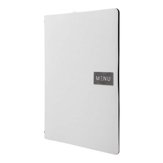 Securit Menu Set - Leather Raw A4 White - 10 Menu Holders + 20 Extra Pouches