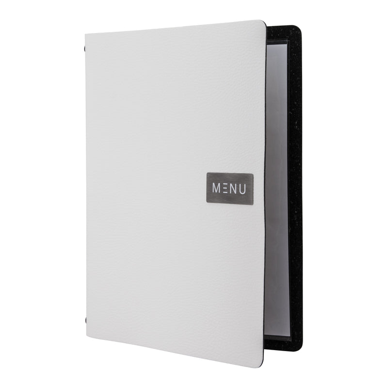 Load image into Gallery viewer, Securit Menu Set - Leather Raw A4 White - 10 Menu Holders + 20 Extra Pouches
