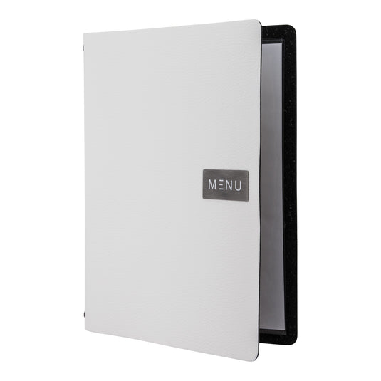 Securit Menu Set - Leather Raw A4 White - 10 Menu Holders + 20 Extra Pouches