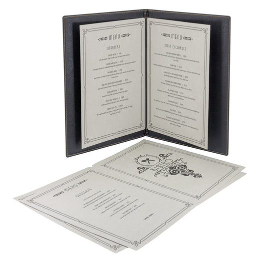 Securit Menu Holders - Premium A4 Paper Menu Card Inserts in Gray 42x29,5x1cm - 4 x Set of 50