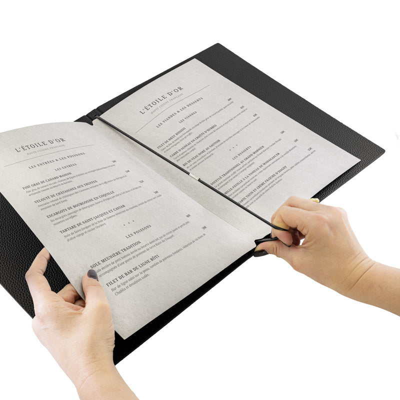 Load image into Gallery viewer, Securit Menu Holders - Premium A5 Paper Menu Card Inserts in Gray 30x21x1cm - 4 x Set of 50

