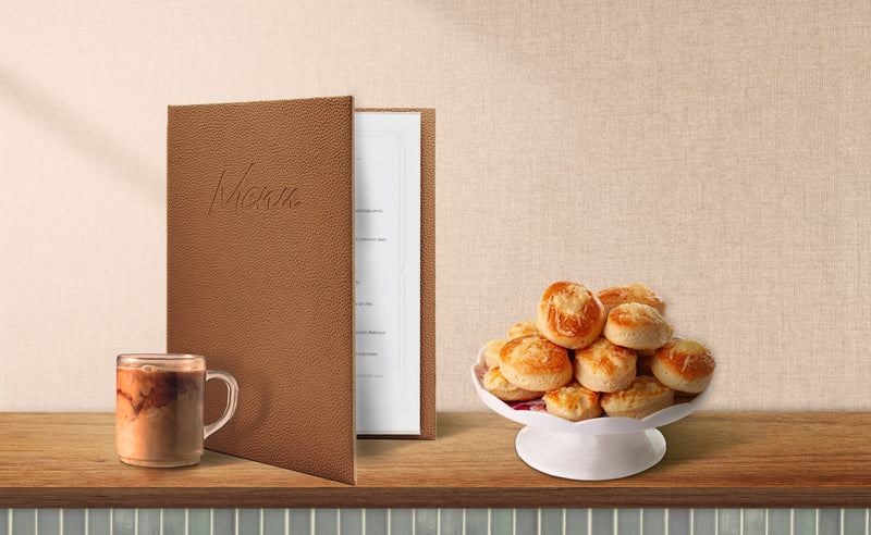 Load image into Gallery viewer, Securit Menu Holders - Signature Menu Holder A4 in Brown 25x31,5x2cm - Pack of 10 - in use
