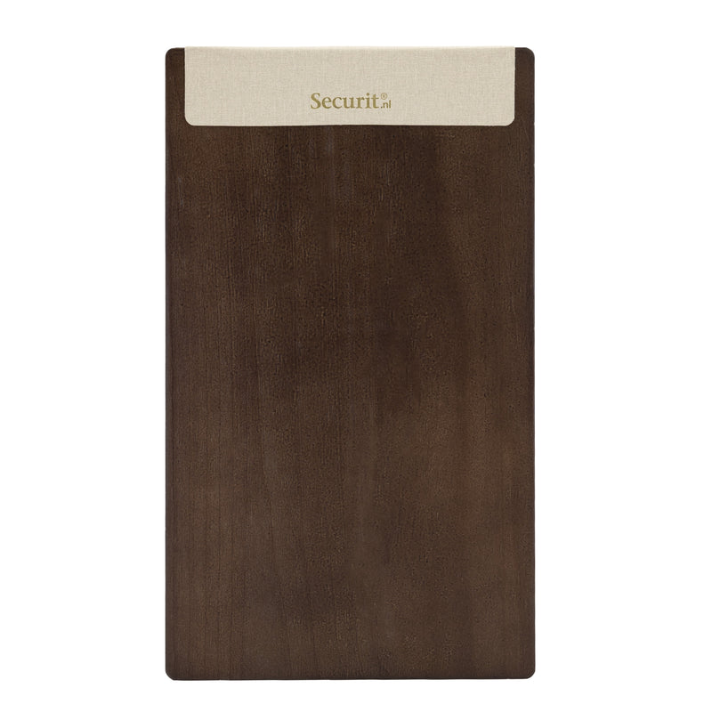 Load image into Gallery viewer, Securit Menu Holders - Signature Clipboard A45 in Walnut 18,5x32x1,5cm - Pack of 10

