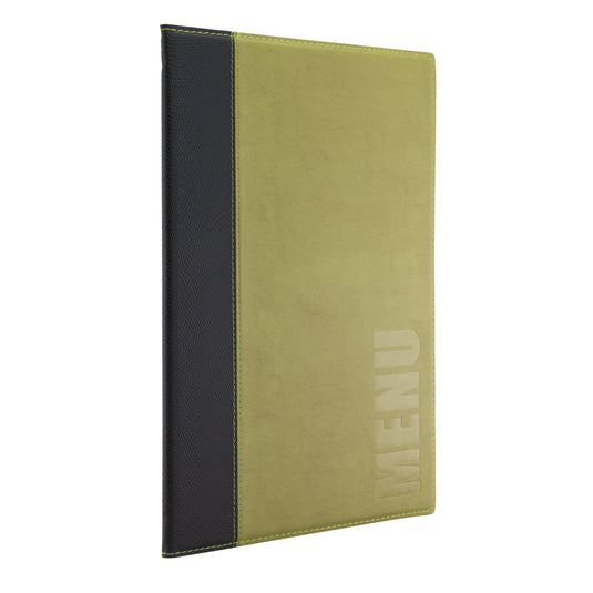 Securit Menu Set - Trendy A4 Green - 10 Menu Holders + 20 Extra Pouches - in use