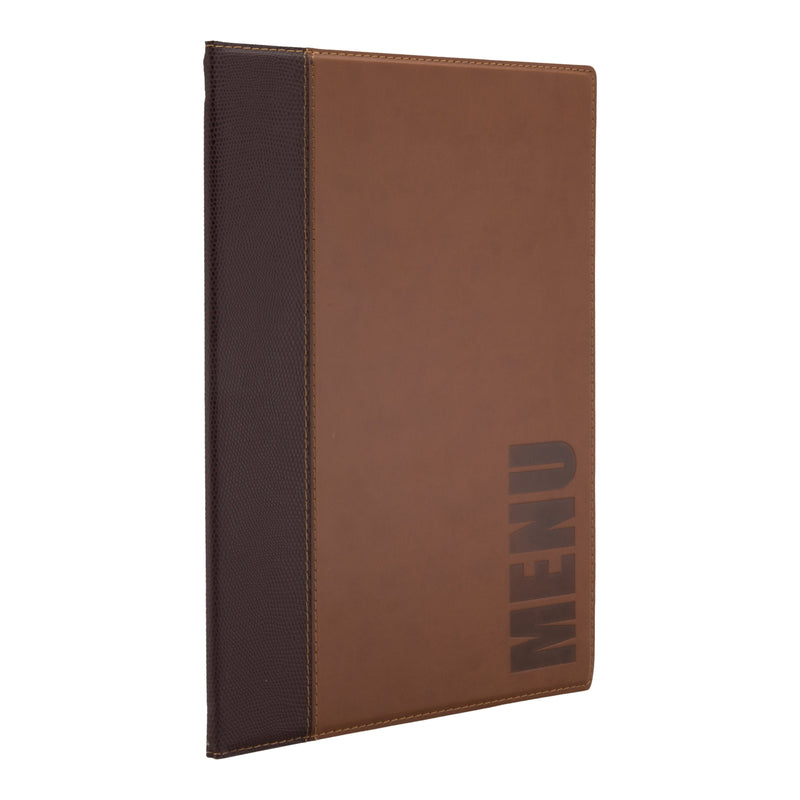 Load image into Gallery viewer, Securit Menu Set - Trendy A4 Light Brown - 10 Menu Holders + 20 Extra Pouches - in use
