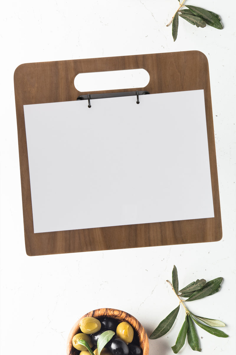 Load image into Gallery viewer, Securit Menu Holders - Walnut - Walnut 32,7x30x2,6 - Pack of 10 - in use
