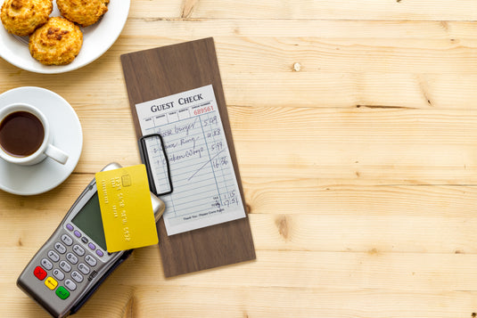 Securit Menu Holders - Walnut - Walnut 24x10x1cm - Pack of 10 - in use
