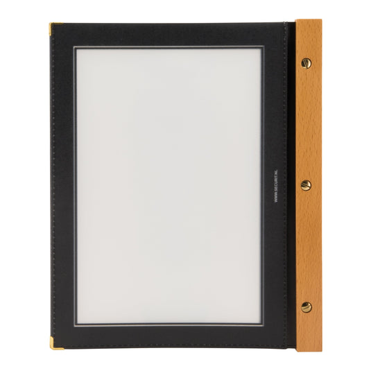 Securit Menu Set - Wood A4 Black - 10 Menu Holders + 20 Extra Pouches