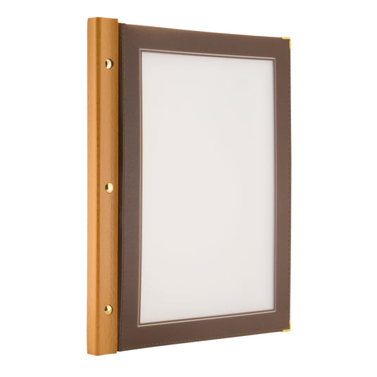 Securit Menu Set - Wood A4 Brown - 10 Menu Holders + 20 Extra Pouches